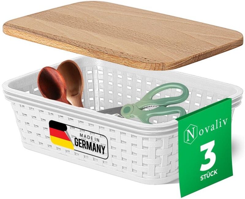 Novaliv - 3x Aufbewahrungsbox 3x Aufbewahrungsbox, 3x Holzdeckel