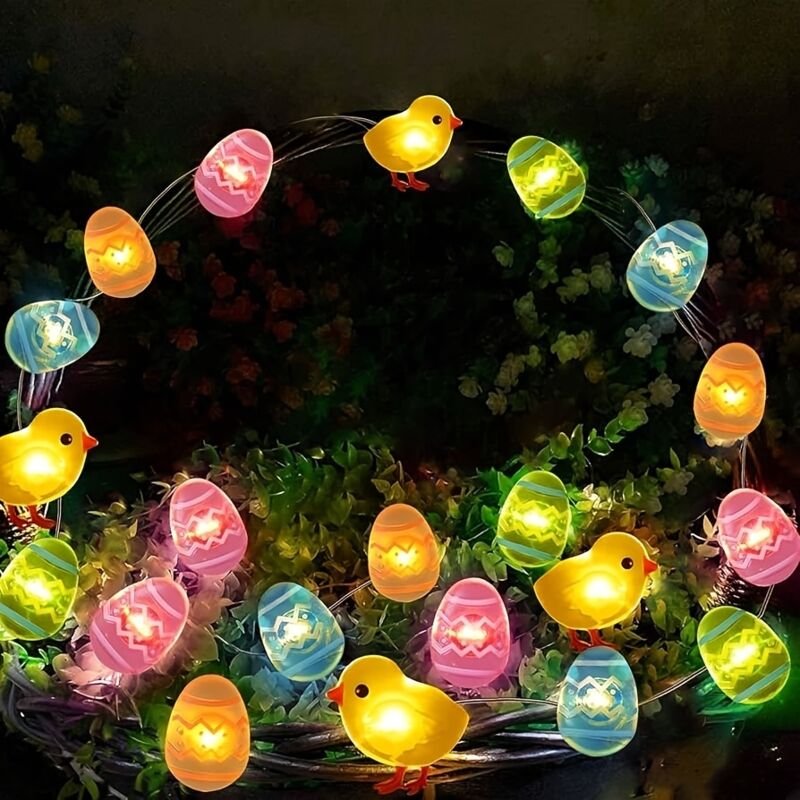 Guirlande Lumineuse Pâques LED 2M 10LED Poules & Œufs – Décoration Pâques Intérieur à Piles, Guirlande Lumineuse Décorat...