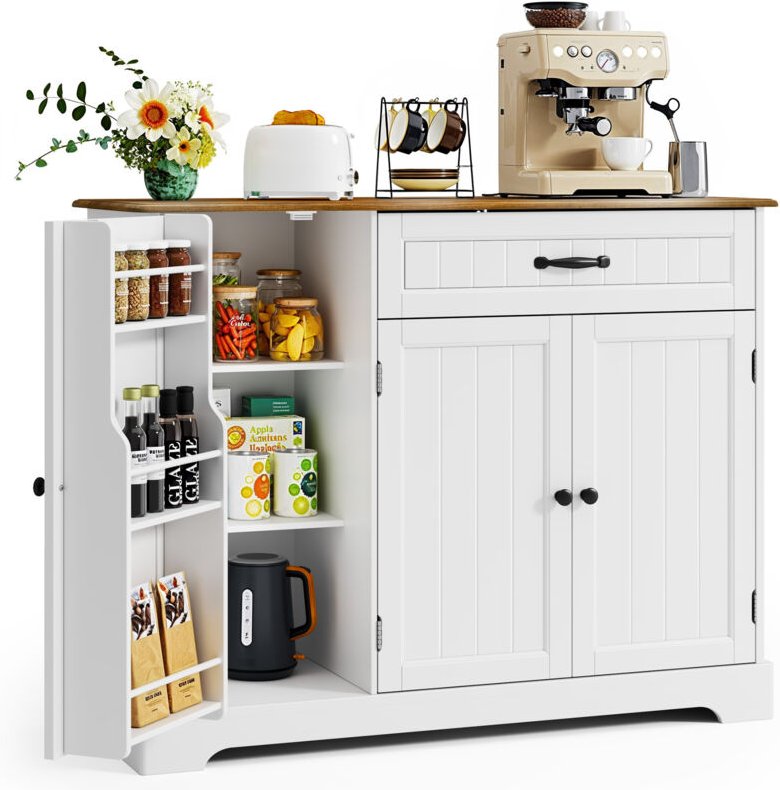 Credenza da cucina Bealife Mobiletto portaoggetti Marrone con 1 cassetto 3 ante e 4 ripiani Adatta a cucine e soggiorni ...