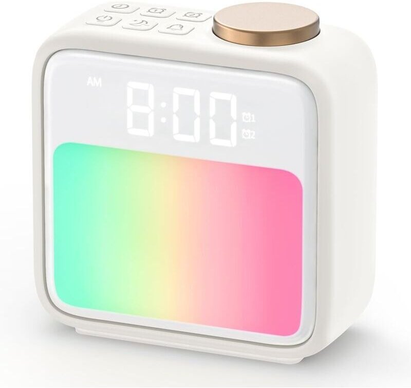 Sonnenaufgangswecker, Wecklicht für Tiefschläfer, 6 Naturgeräusche und 10-farbiges Nachtlicht, Doppel-Sonnenlichtalarm, ...