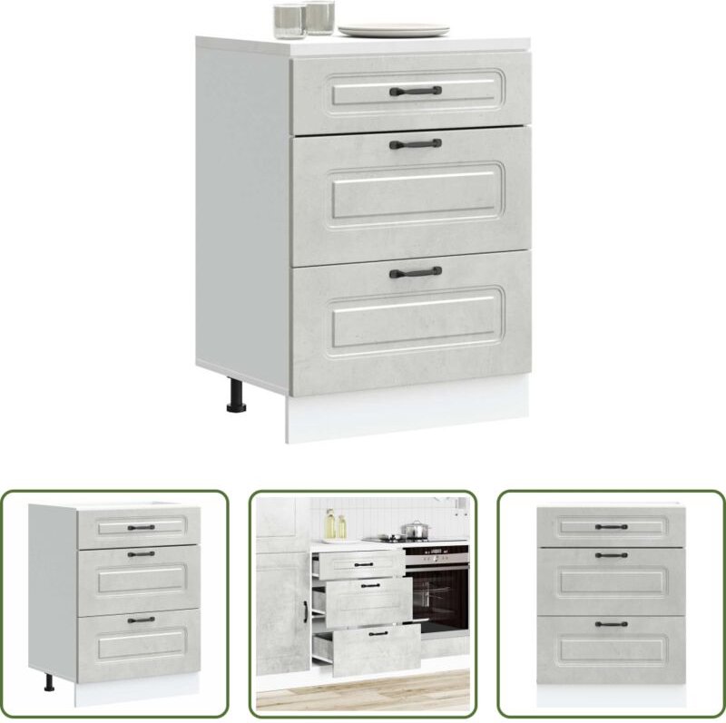 Küchenmöbel - Küchenunterschrank Kalmar Betongrau Holzwerkstoff