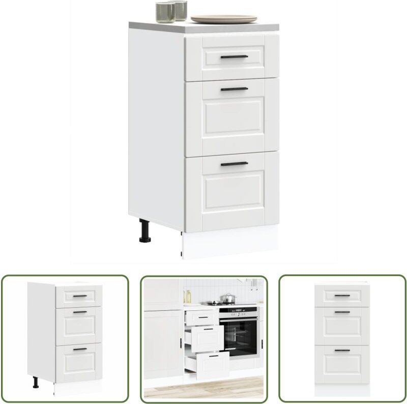 The Living Store - vidaXL Küchenunterschrank Porto Weiß Holzwerkstoff