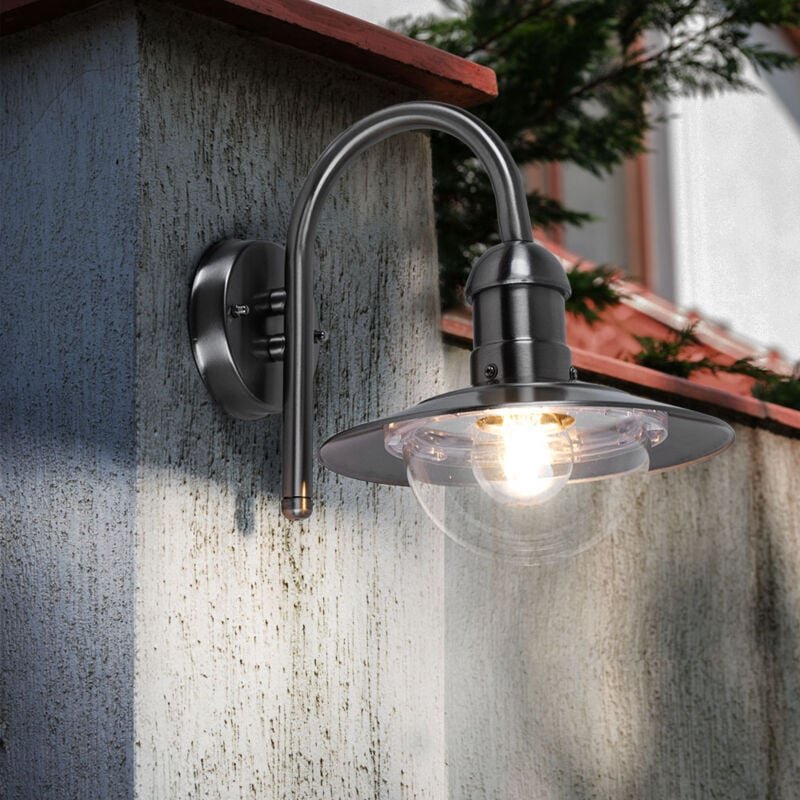 Thumbnail - Wandleuchte Außenlampe Wandlampe Eingangsleuchte Hauswandlampe Edelstahl, silber, spritzwassergeschützt, klar, 1x E27, H...
