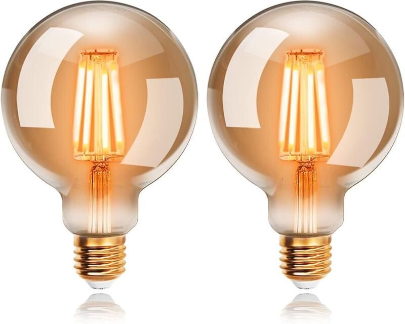 G95 E27 LED-Glühbirne, 4 W, Warmweiß, Retro-Glühfadenlampe, entspricht 40-W-Glühbirne, nicht dimmbar, 2er-Pack