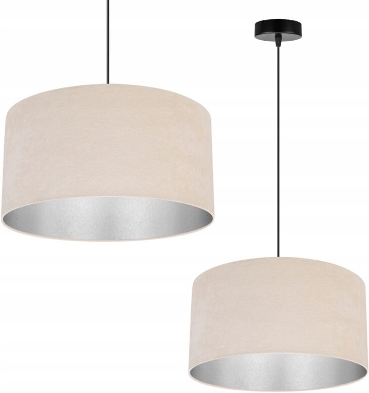 Hängelampe, Deckenleuchter, Chrom, Samtlampenschirm