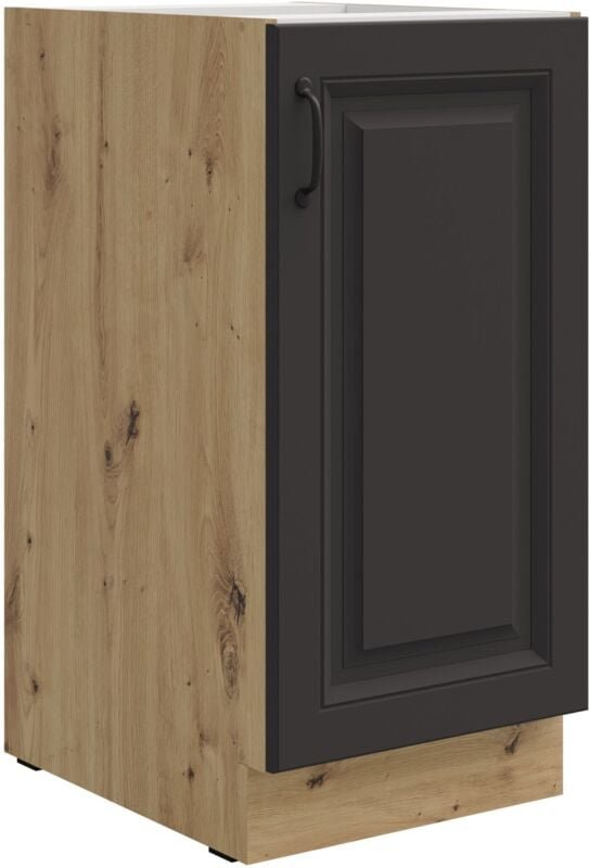 Küchen Preisbombe - Unterschrank 40 cm Stilo Grau + Eiche Artisan Küchenzeile Küchenblock Küche