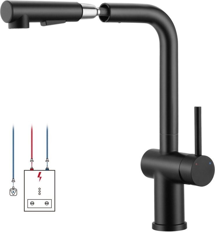 Oraymin - Küchenarmatur Wasserhahn Küche Ausziehbar 3 Anschlüsse Schwarz