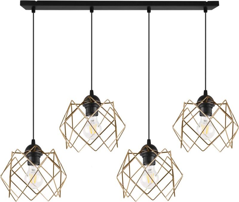 Stella Hängelampe 4 Flacher Goldener Lampenschirm E27
