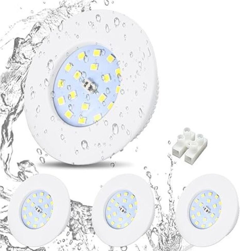 HiBay Extraflache LED-Einbaustrahler 5W, 4x Badezimmerstrahler IP44, Warmweiß 3000K, 60-68mm Einbauöffnung, 220V 500lm E...