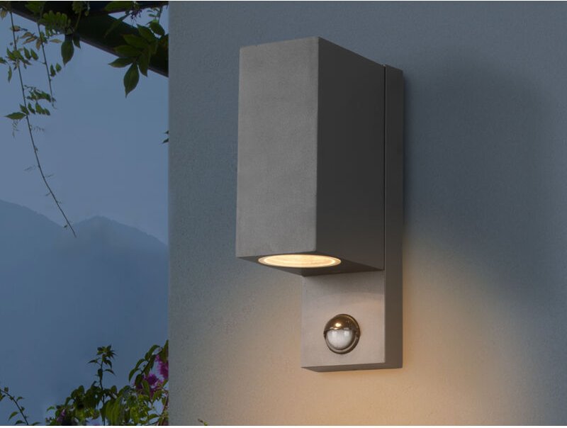 Eckige Außenwandleuchte roya Up and Down mit Bewegungsmelder, Anthrazit
