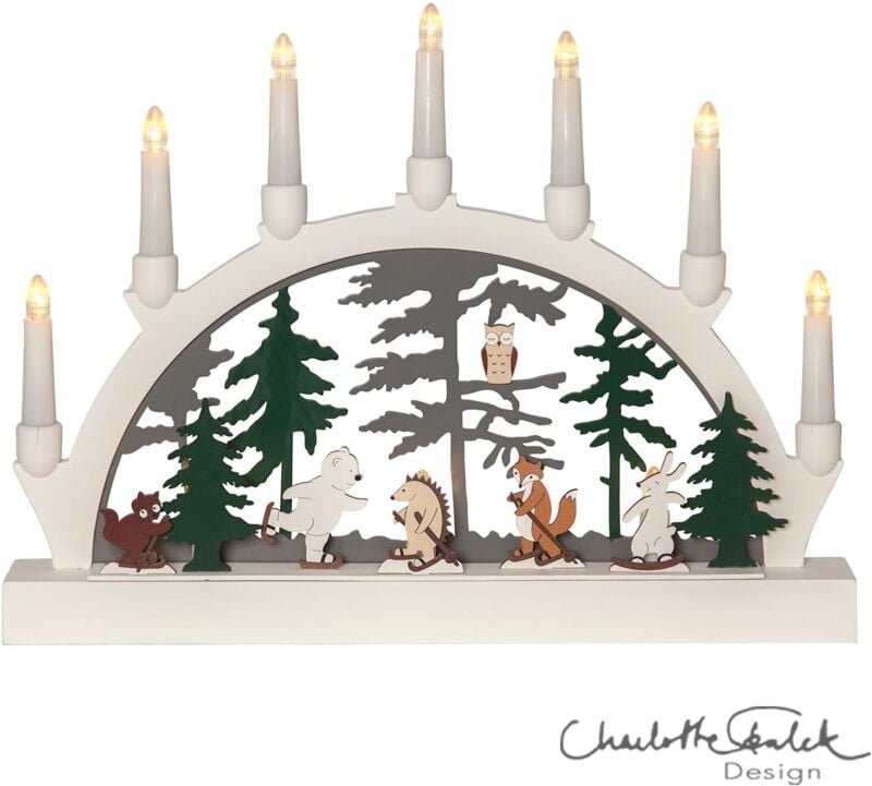 Led Schwibbogen ,Forest Friends, 7-flammig, Batterie, Tiermotive, Holz - Star Trading