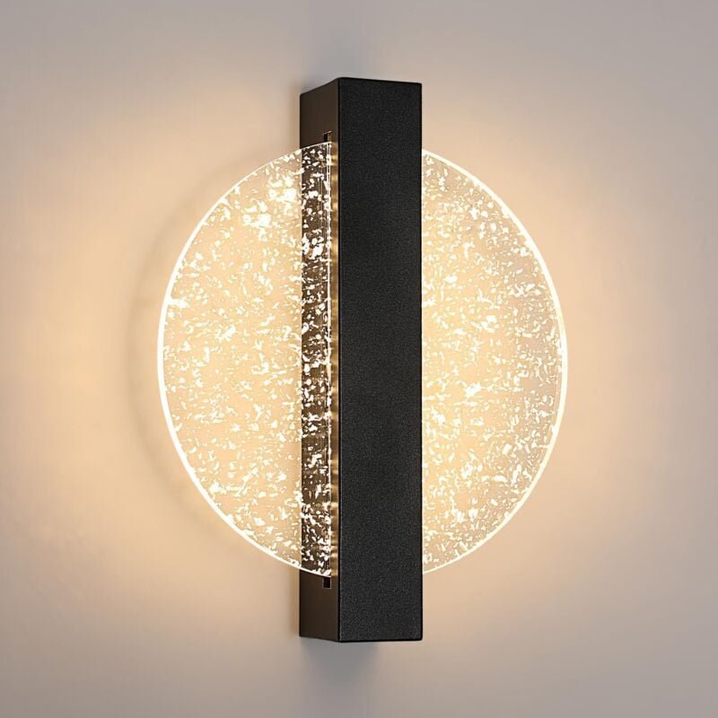 Thumbnail - Dimmbare LED-Wandleuchte 12 w, moderne Aluminium-Innenwandlampe, LED-Wand-Nachttischlampe, schwarze runde Acryl-Wandleuc...