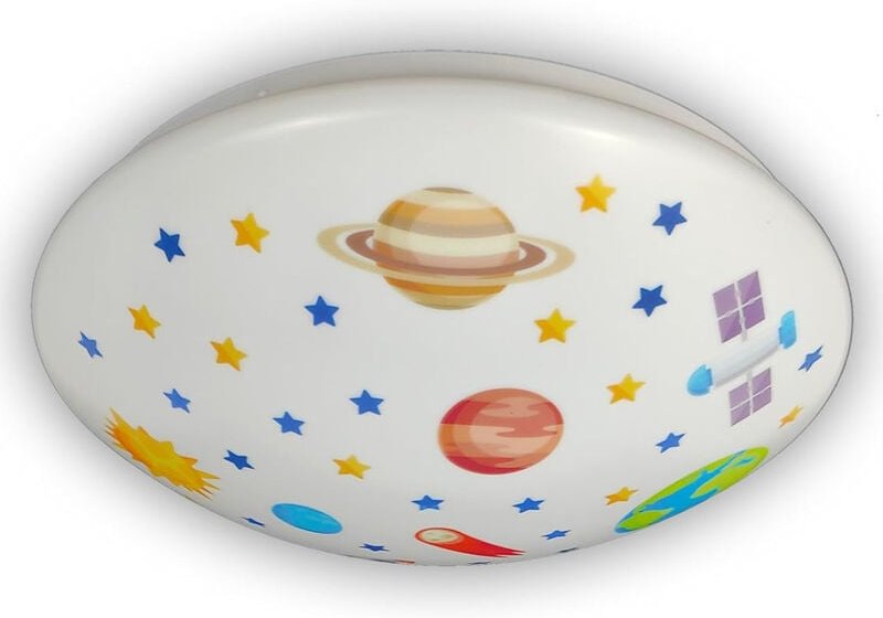 Coole Deckenlampe mit Weltall Motiv fürs Kinderzimmer, bunt Ø 35cm