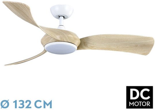 Abrila - lüfter dc cerdeña - Farbe White mit three Blades in Beech colour Fan 6 Adjustable Speeds with 3 Temperatures de...