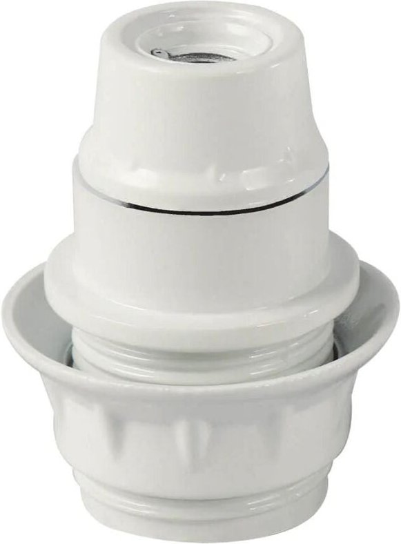 Bakelit-Lampenfassung mit Halbgewinde E14 Weiß