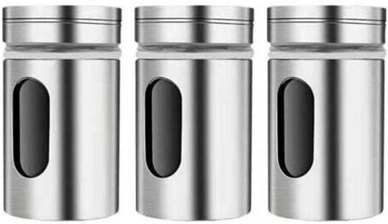 3-teiliges Gewürzset mit Drehdeckeln, Gewürzflaschen aus Edelstahl, Gewürztöpfe, Küchengewürzset, Gewürzgläser für Tee, ...