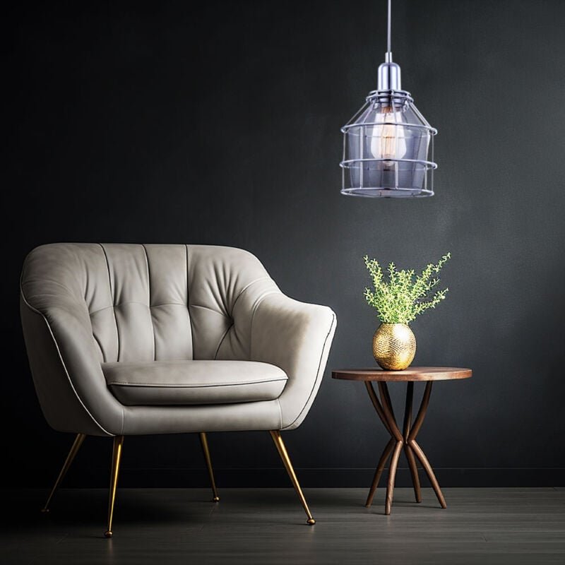 Hängelampe Chrom Glas Hängelampe Metallgeflecht Lampen Esszimmer Pendelleuchte, pendelnd, 1x E27 Fassung, DxH 16x124 cm,...