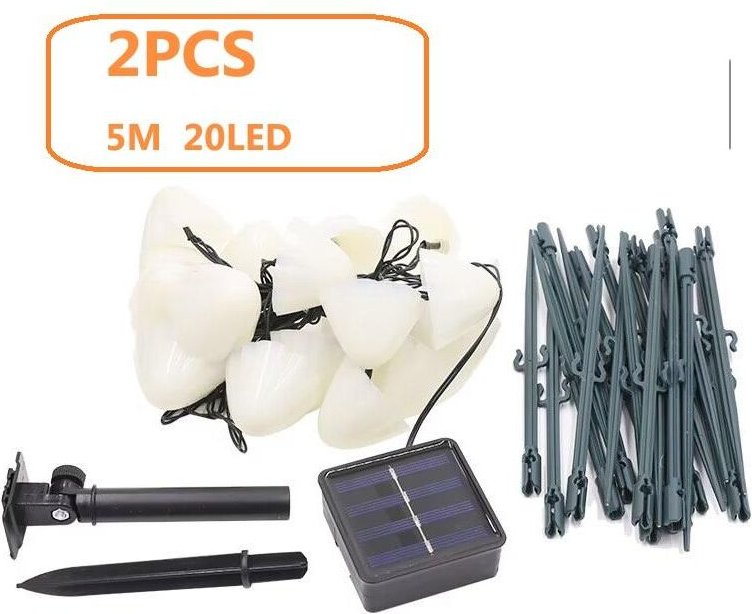 2er-Pack, 5 m, 20 LEDs, Solar-Gartenleuchten, Pilzform, wasserdicht, dekorative Gartenleuchten für Straße, Landschaft, T...
