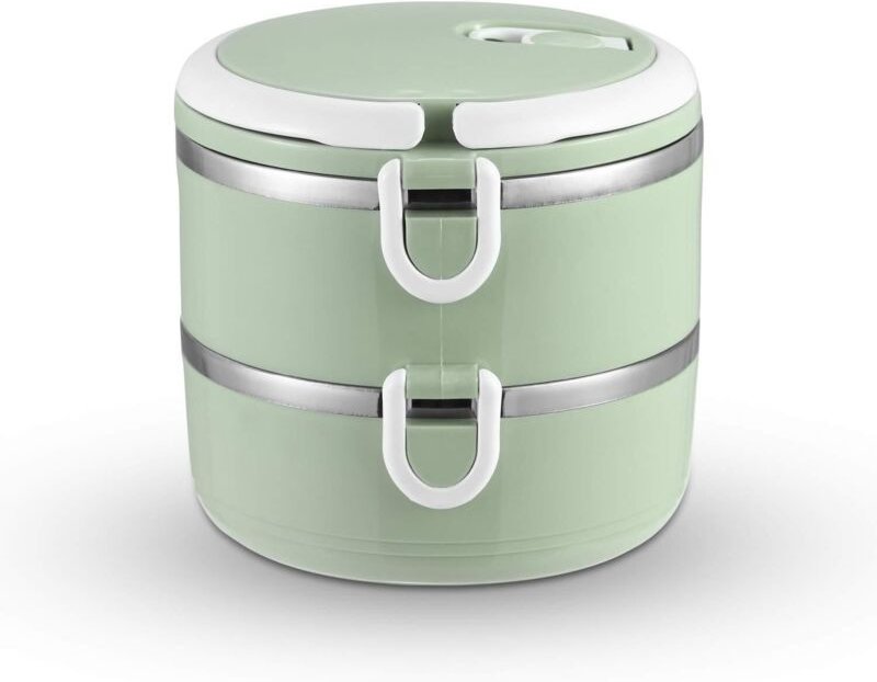 1400 ml Edelstahl-Einsatz mit Griff – Behälter für heiße Speisen für Schule, Büro und Camping – doppellagiger Einsatz