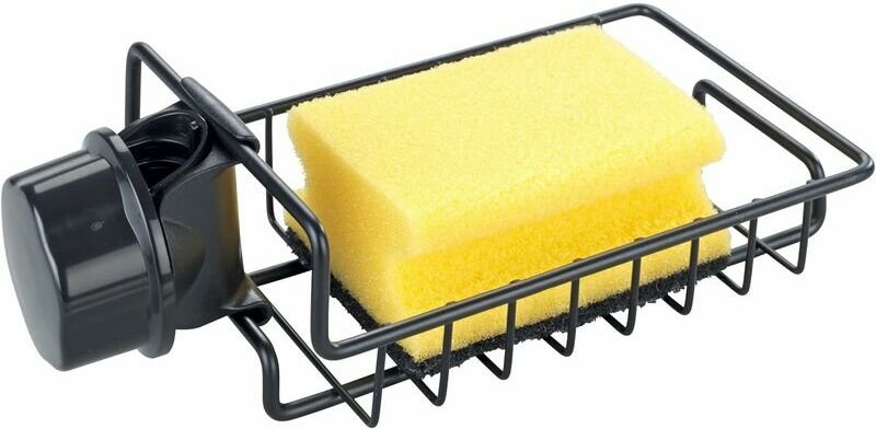 Mumu - Schwarzer Waschbecken-Organizer, Wasserhahn-Schwammhalter, Stauraum für Spülmittel und Schwamm, einfache Befestig...