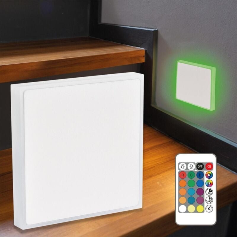 LED Treppenleuchte IP44 eckig weiß - Lichtfarbe: RGB+CCT 2W - Lichtaustritt: Halo