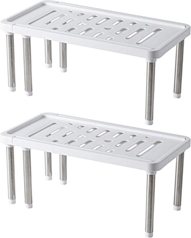 Set aus 2 ausziehbaren Regaleinsätzen für Schrankböden, Küchenaufbewahrung, unter der Spüle, auf der Arbeitsplatte: plat...