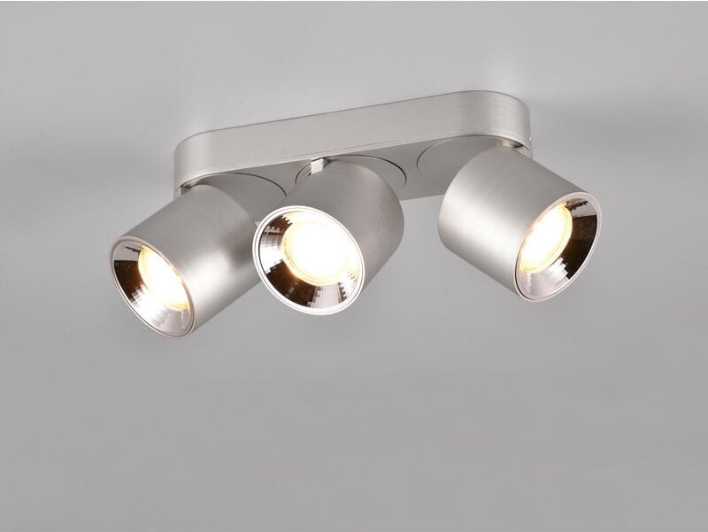 Meinewunschleuchte - led Deckenstrahler Silber 3 Spots schwenkbar dimmbar, Breite 27cm
