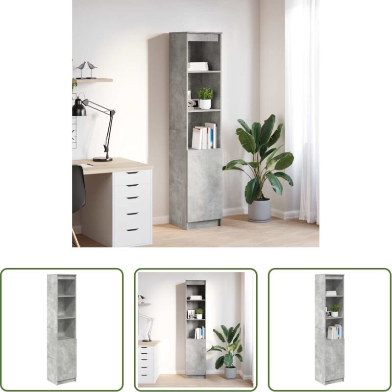 vidaXL Hochschrank - Highboard Betongrau 37,5x35x180 cm Holzwerkstoff