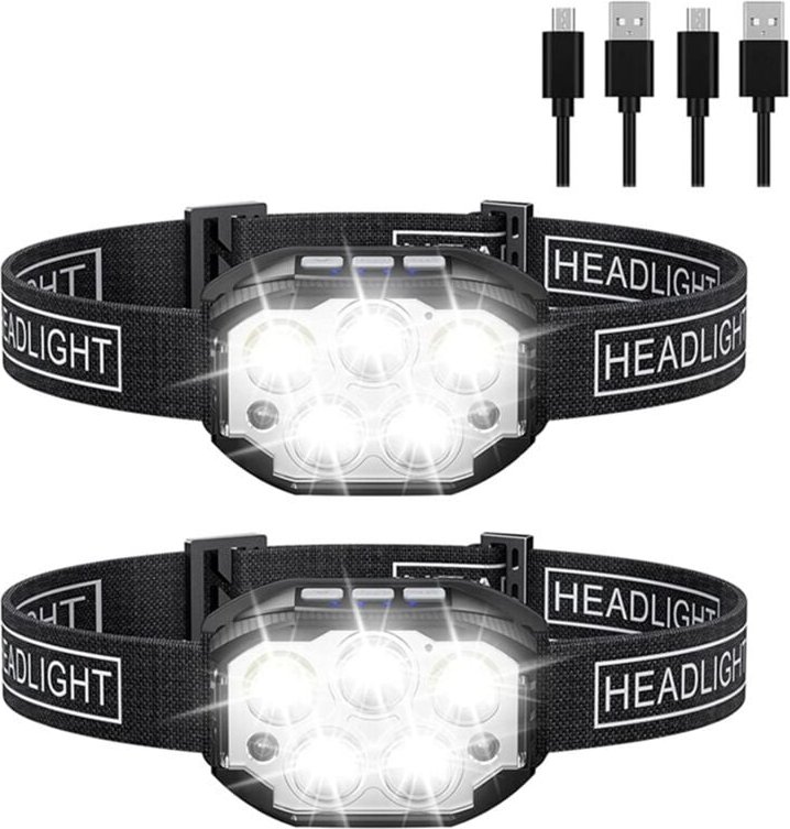 Stücke Starke Licht 5LED Tragbare Kopf Lampe usb Aufladbare Outdoor Radfahren Wandern Nacht Angeln Sensor Scheinwerfer