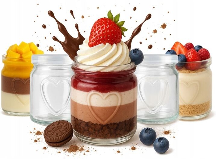 5x Dessertglas 250ml Herzform Behälter für Desserts Joghurt Desserts