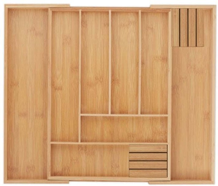 Ausziehbarer besteckkasten aus bambus