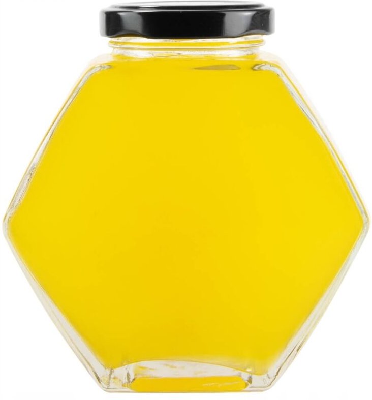 Sechseckiges Dekoglas, 380 ml, Marmelade, Honig, Gewürze