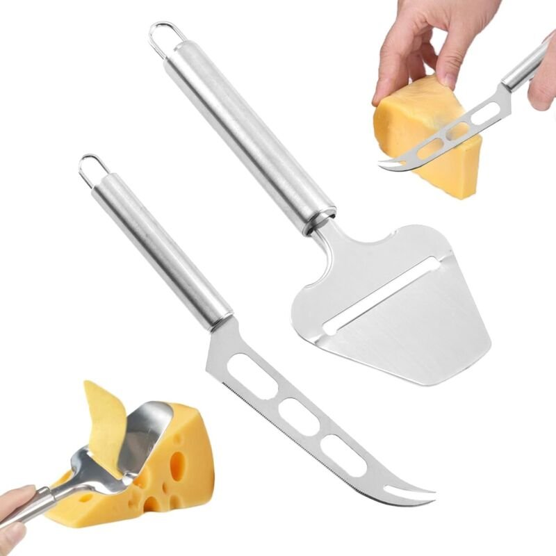 2-teiliges Käsemesser-Set, Käsehobel aus Edelstahl, Käseschneider, Käsemesser-Set, zum Schneiden von Käse, Weichkäse, Sc...