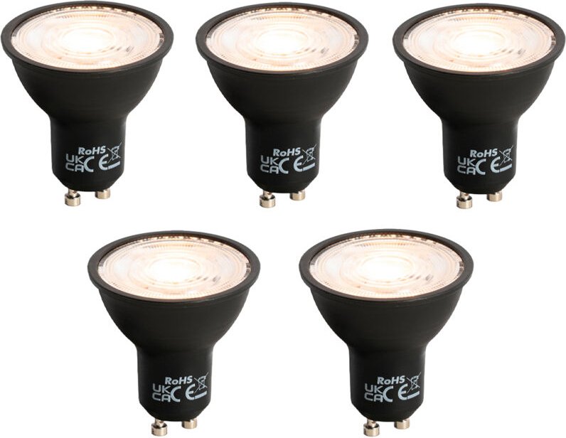 Luedd - Set mit 5 dimmbaren GU10 LED-Lampen schwarz 6W 500lm 2700K