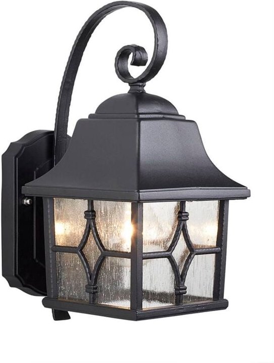 Elstead - Außenleuchte Wandlampe Laterne alu Glas Schwarz h 32,8 cm Klassisch Gartenlampe