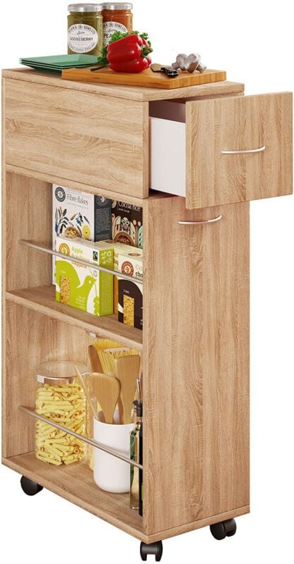 Tusal Küchenmöbel auf Rollen 1 Schublade Eiche Dekor.