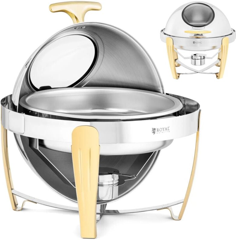 Chafing Dish Warmhaltebehälter Rechaud Wärmebehälter rund Goldakzente 6 l