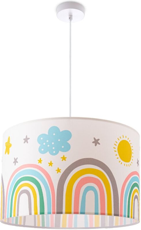 Paco Home Deckenlampe Kinder Pendelleuchte Kinderzimmer Stoffschirm Rund Bunt Baby E27 Pendelleuchte - Weiß, Mehrfarbig ...