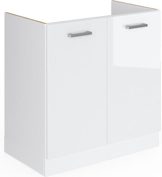 Spülenunterschrank R-Line, Weiß Hochglanz, 80 cm mit Türen, ohne Arbeitsplatte Vicco