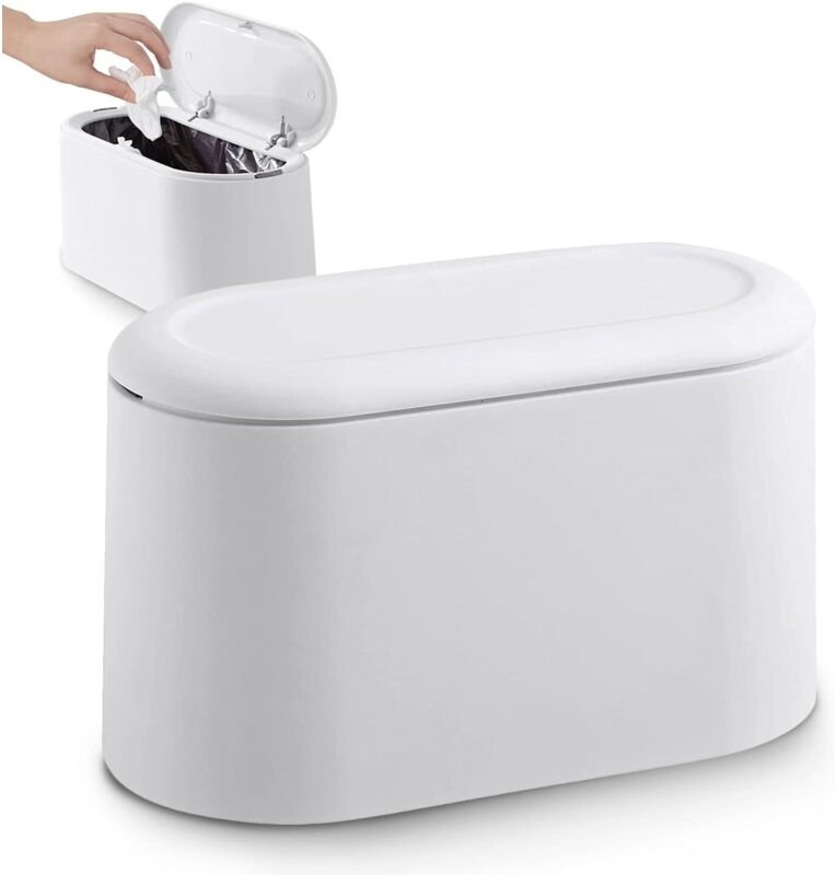 Kleiner Tischmülleimer mit Druckknopfdeckel für Büro, Badezimmer, Küche und Schlafzimmer, zur Aufbewahrung von Tierfutte...