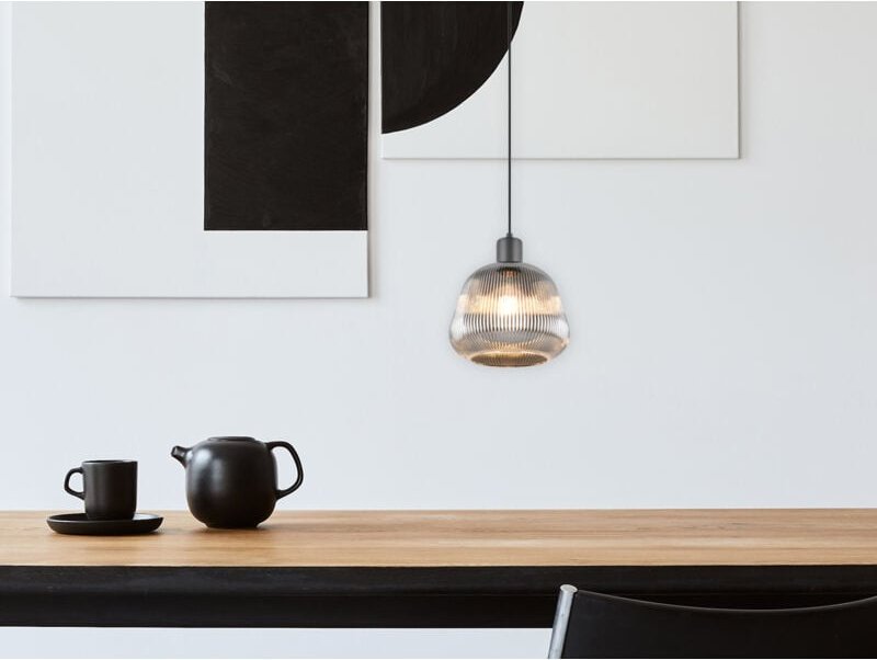 Trio - Kleine Pendelleuchte tarifa 1-flammig mit Glasschirm Chrom bedampft, ø 22cm