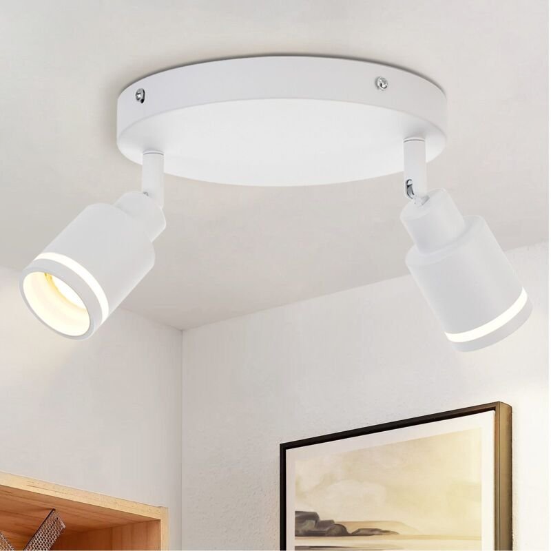 Deckenstrahler Modern Deckenleuchte 2 Flammig: Schwenkbar Deckenspots GU10 Deckenlampe Strahler Metall Weiß Wandstrahler...