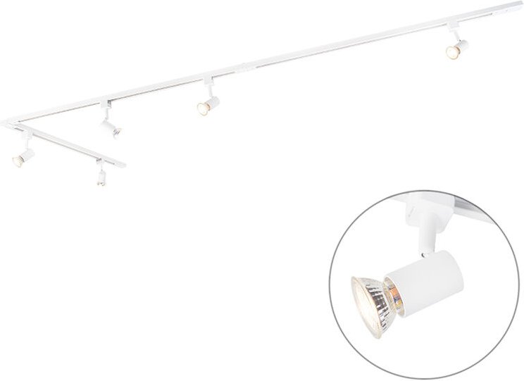 Modernes Schienensystem mit 5 Strahlern 1-phasig weiß - Jeany