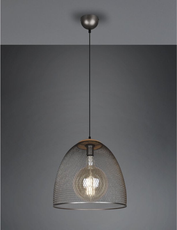 Trio Lighting - Pendelleuchte ivar mit Drahtgeflecht Metallschirm 1-flammig Silber, ø 40cm