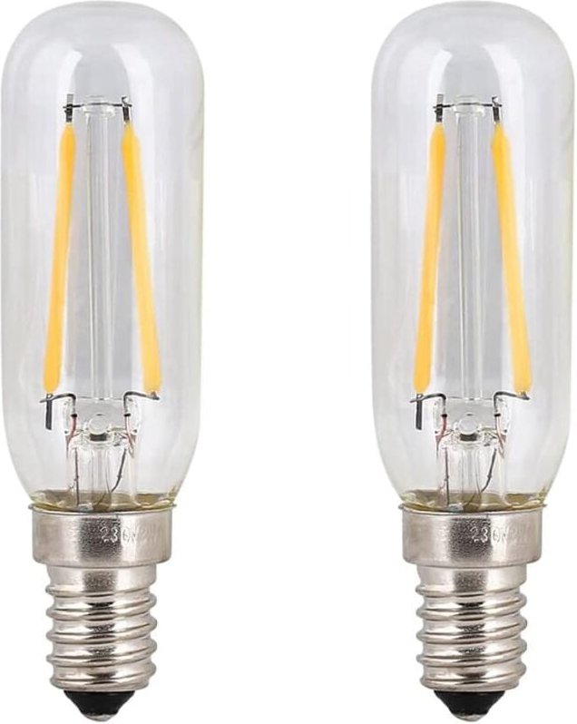 Aougo - 2er-Pack 4-W-SES-LED-Glühbirne für Dunstabzugshauben, E14, Kaltweiß 6000 k, T25-Röhren-Glühlampen, 40-W-Glühlamp...