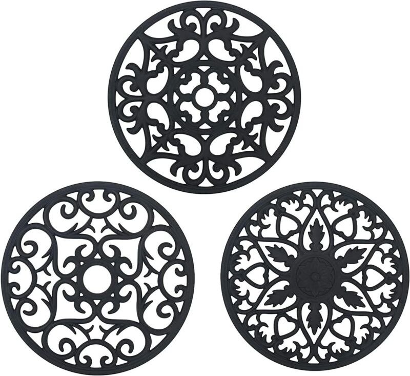 Silikon-Untersetzer, 3-teiliges Set, rutschfest, hitzebeständig (250 °C), multifunktionale Löffelablage, Küchenuntersetz...