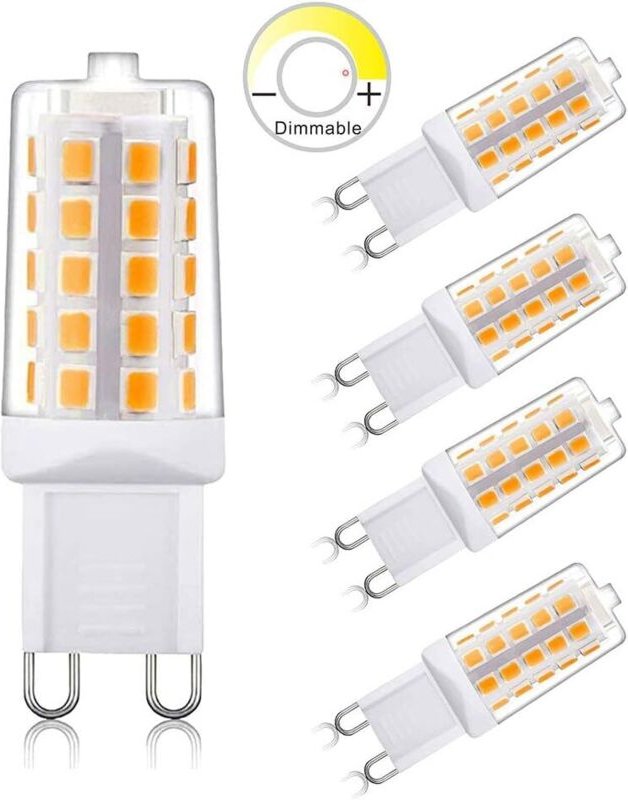 G9-LED-Lampe, dimmbar, T4-Sockel, 2700 K warmweißes Licht, entspricht 25-W-/40-W-Halogenlampen, 4 W, 450 lm, 120 V Wechs...