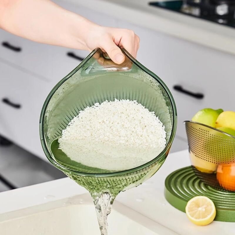 Reissieb mit seitlichem Abtropfloch, Waschschüssel, Quinoasieb, Reissieb mit Griff, geeignet zum Reinigen von Gemüse, Hü...