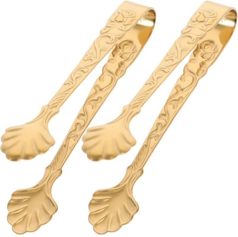 Blumenförmige Eiszange, Küchenzange aus Edelstahl, Servierzange, rutschfeste Backzange, Grillbesteck, Küchenhelfer, gold...