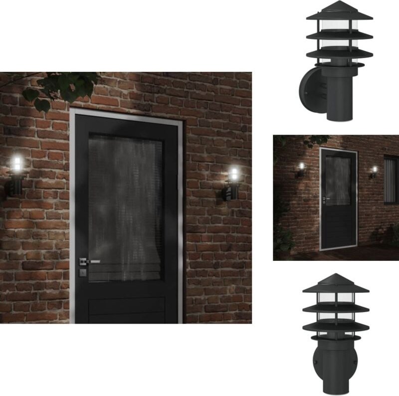 Außenwandleuchte Schwarz Edelstahl - Outdoor-Beleuchtung - Wandleuchte - Gartenleuchte - Edelstahlleuchte - LED-Leuchte